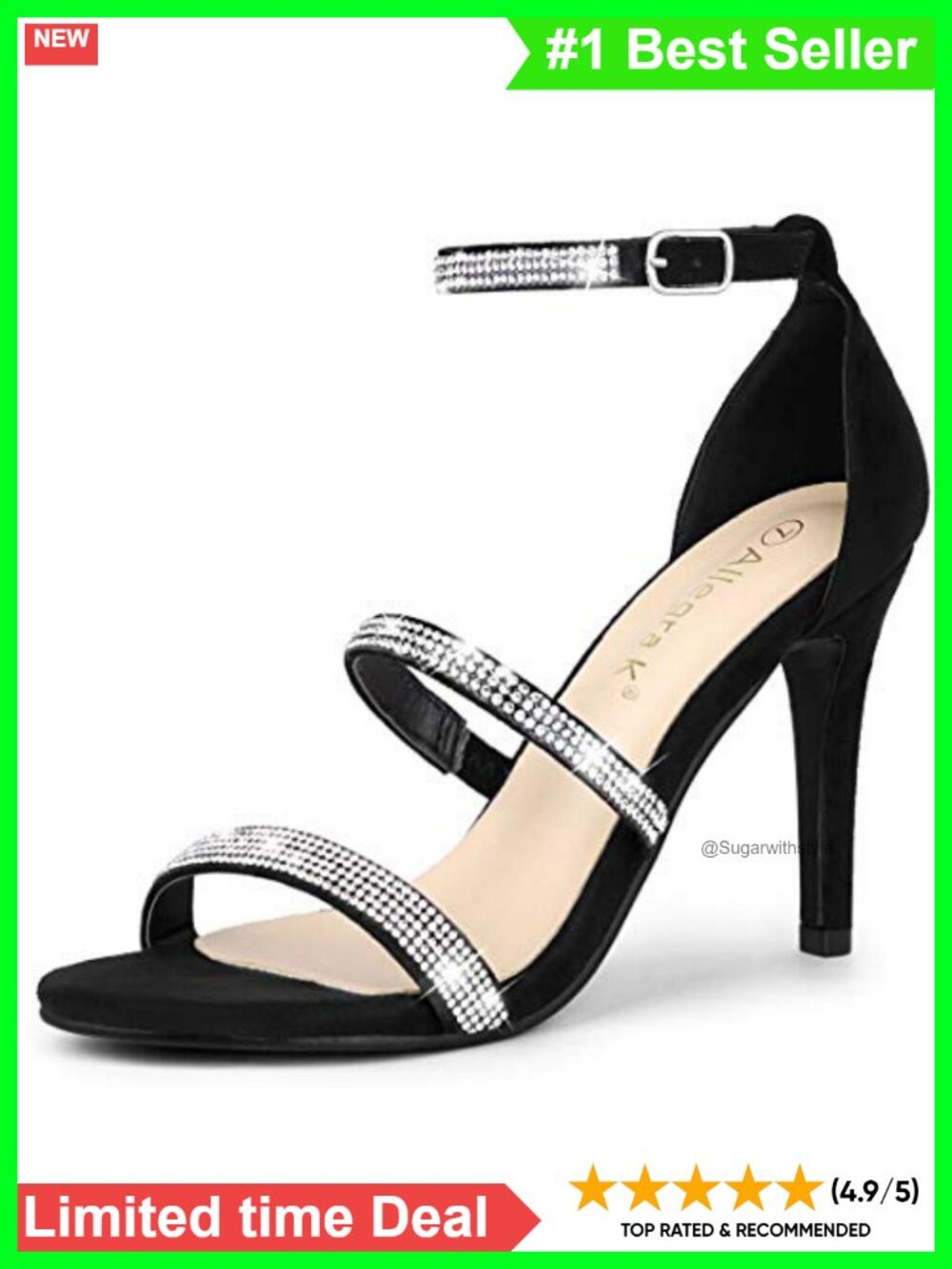 Faux Suede Rhinestone Ankle Strap Stiletto Heels Party Sandals